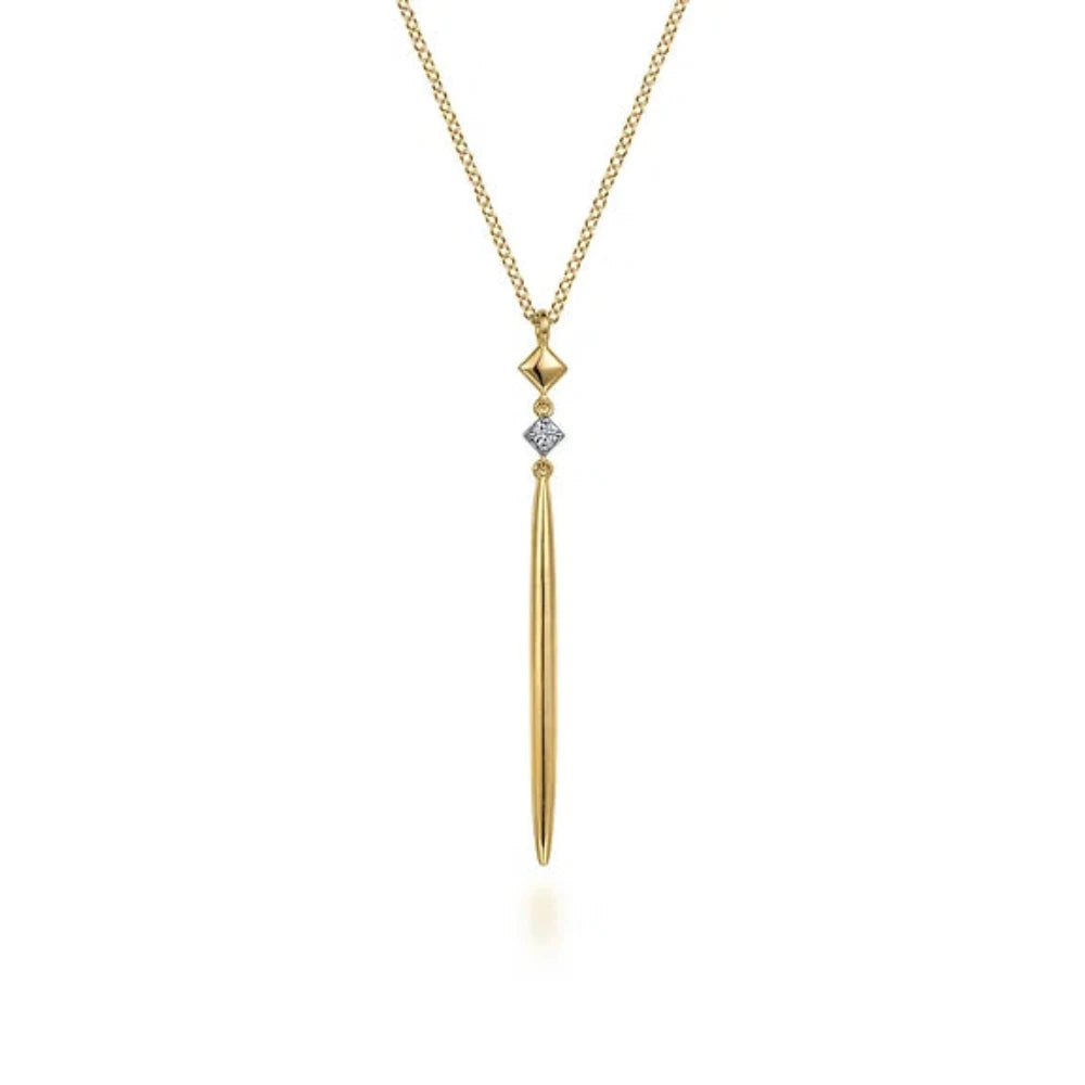 Beaded necklace for women-14K Y Gold 0.03ctw Diamond Long Drop Pendant