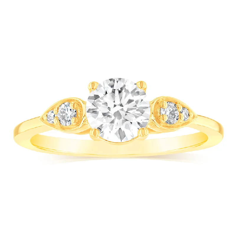 Custom engagement ring set for women-Luminesce Lab Grown 14ct Yellow Gold 1 Carat Diamond Solitaire Fancy Ring