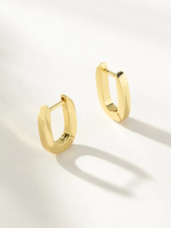 Statement earrings for women-Oval Huggie Earrings