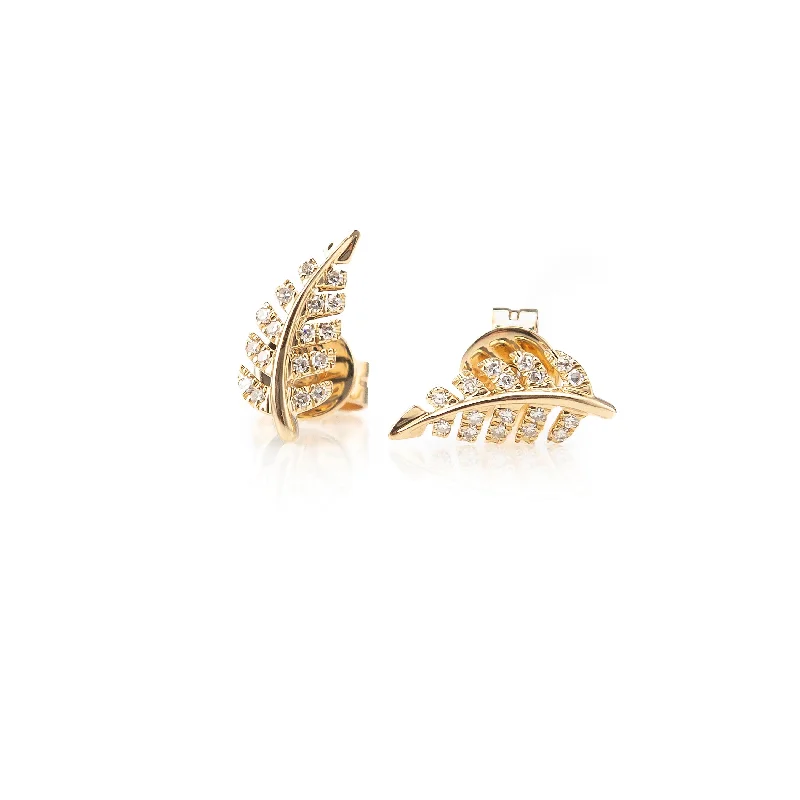 Statement gemstone earrings for women-Fern Leaf Studs