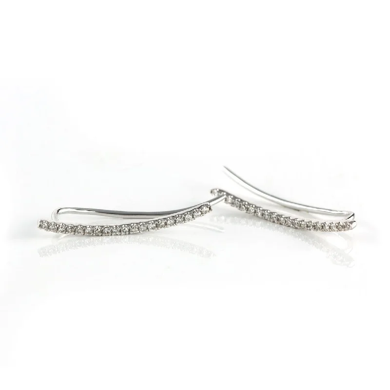 Bridal stud earrings for women-Diamond Sliver Crawler Earrings