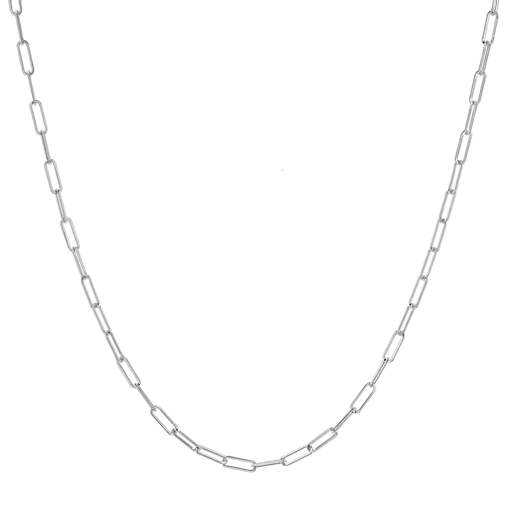 Matching necklace and earrings for women-14K W Gold 18" 1.5mm Paperclip Chain 1.9grms