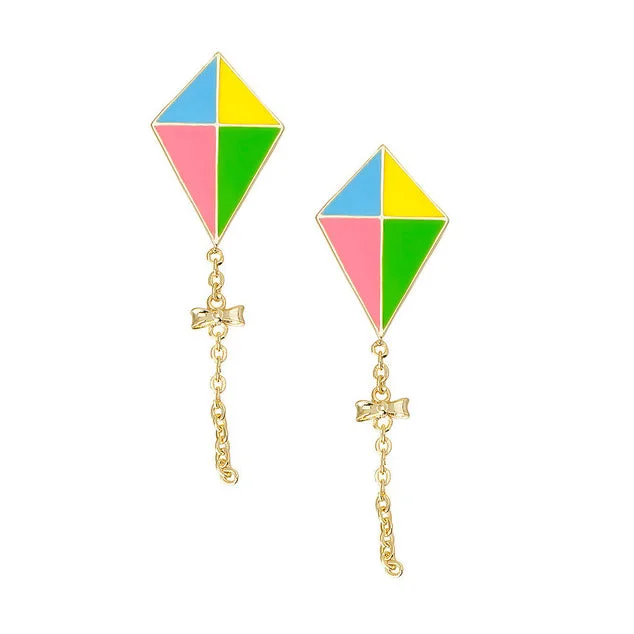 Gemstone earrings for women-Kite Stud Earrings