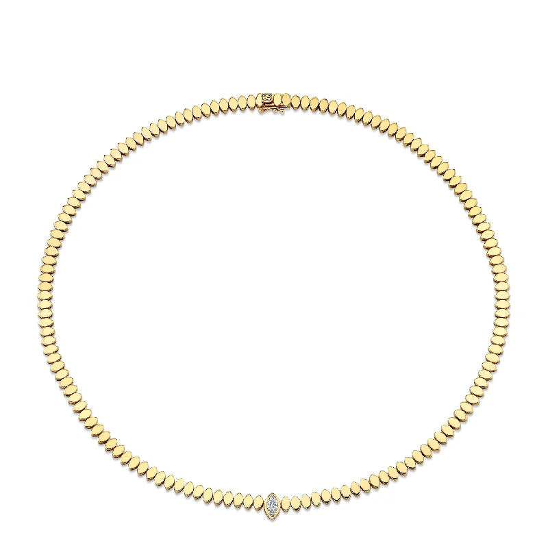 Minimalist necklace for women-Gold & Diamond Marquise Eye Necklace