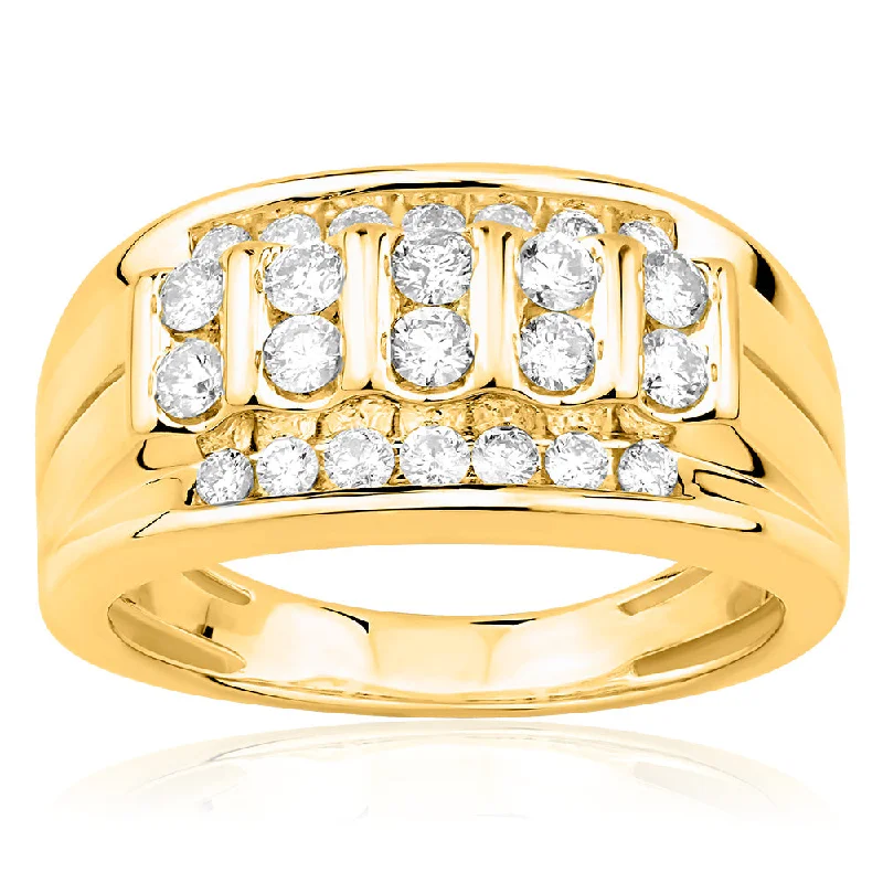 Custom-made engagement ring for women-9ct Yellow Gold 1 Carat Diamond Mens Ring