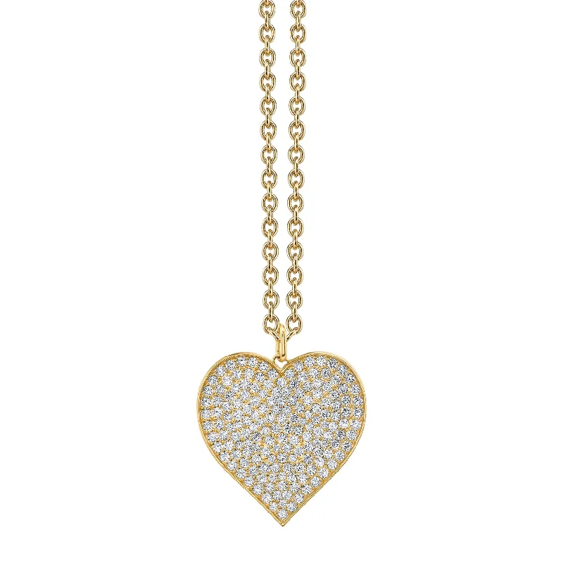 Affordable necklace for women-Gold & Diamond Supersize Heart Necklace