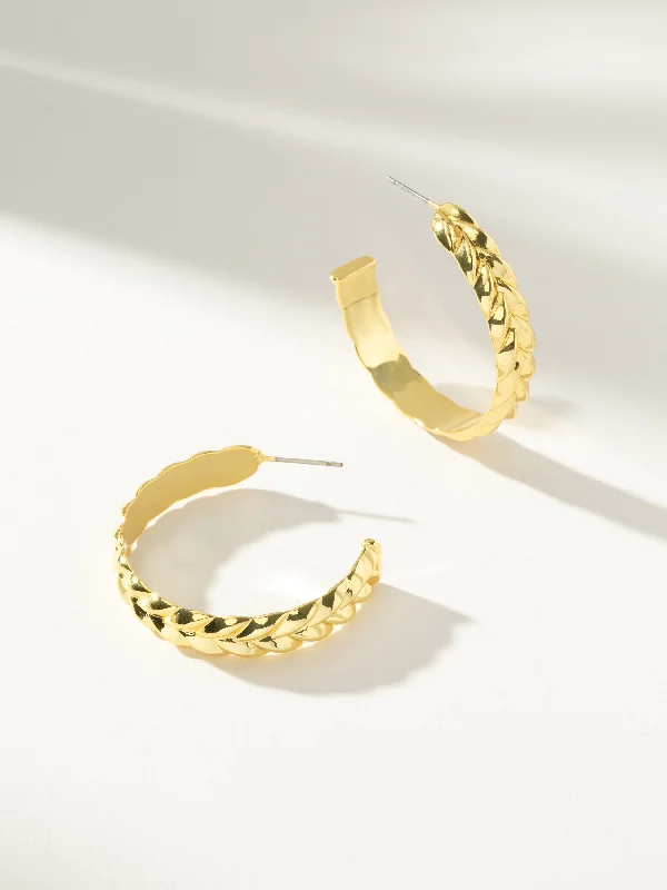 Gold stud earrings for women-Vine Hoop Earrings