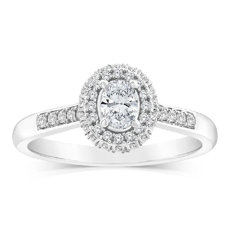 Yellow diamond engagement ring for women-9ct White Gold Round Shaped Ring in 0.40 Carat Natural Diamonds