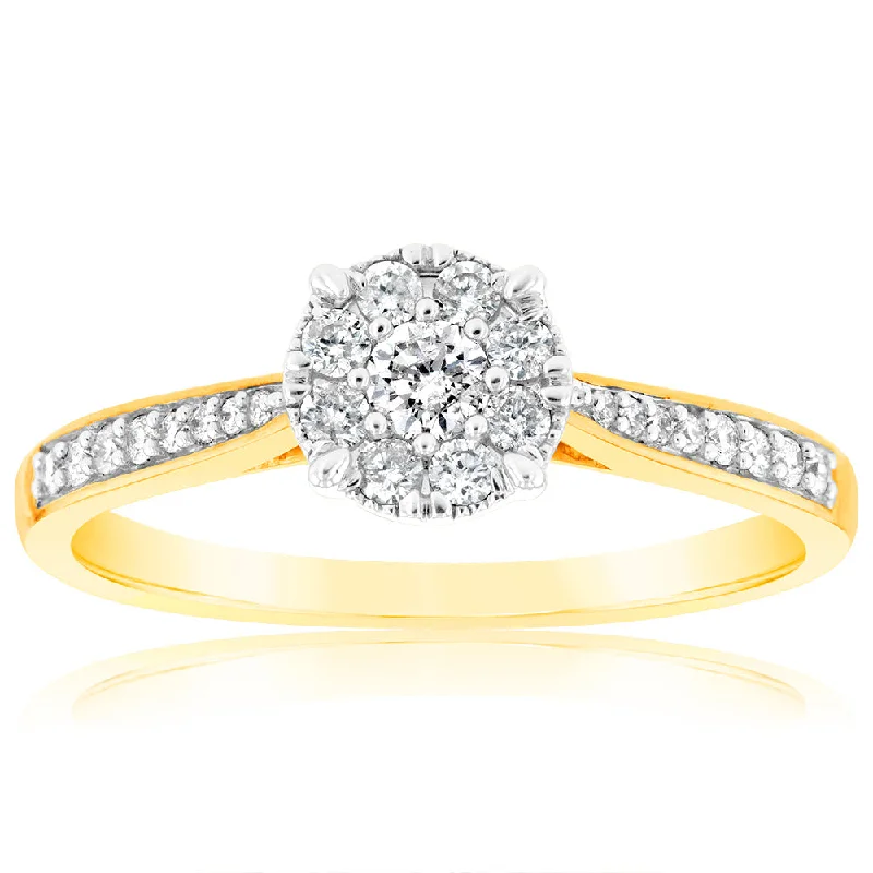 Custom-designed engagement ring for women-9ct Yellow Gold Ring With 1/3 Carats Of Diamonds