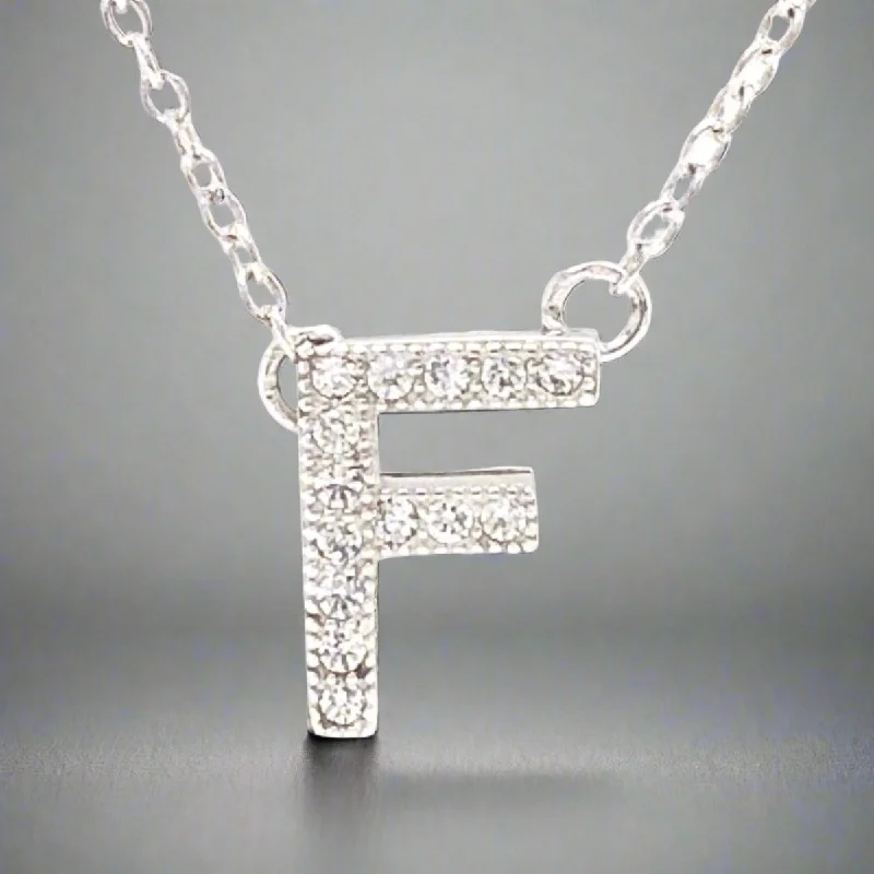 Minimalist necklace for women-SS F Initial CZ Necklace