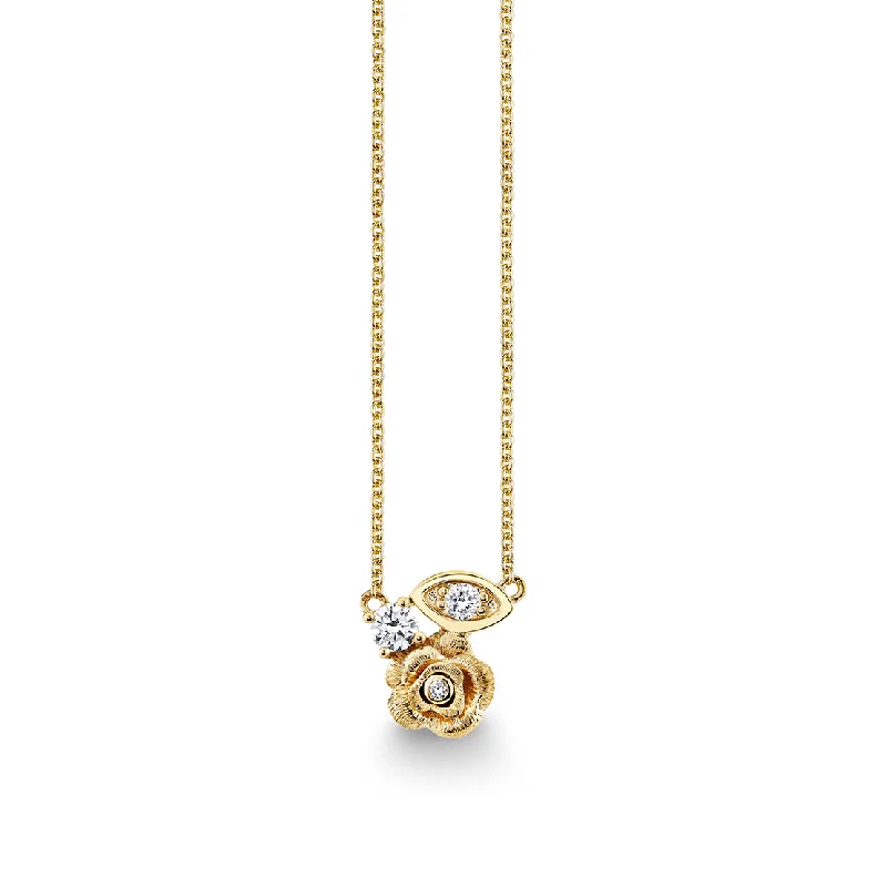 Stylish chain necklace for women-Gold & Diamond Large Marquise Eye Rose Necklace