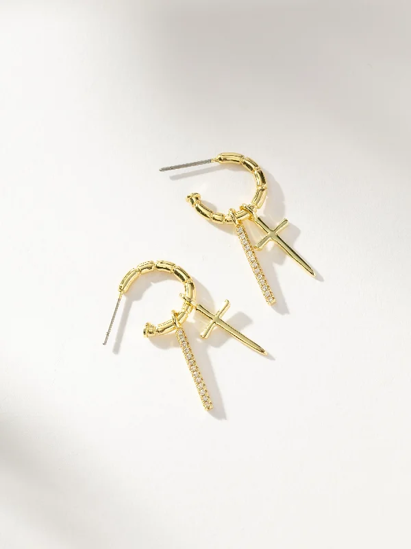 Fashion earrings for women-Star Cross Lover Huggies