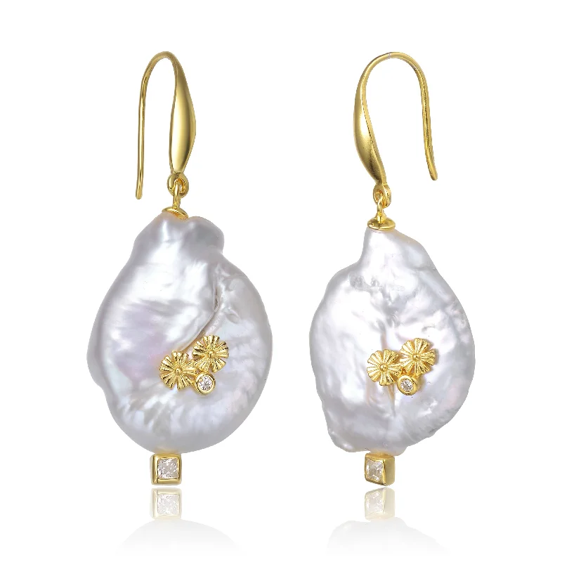 Bridal earrings for women-Brigitte Golden Pearl Mini Nest Earrings