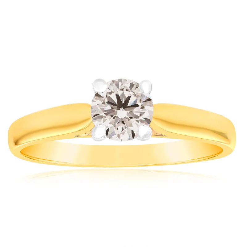 Wedding engagement ring set for women-18ct Yellow Gold Solitaire Ring With 0.50 Carat Australian Diamond