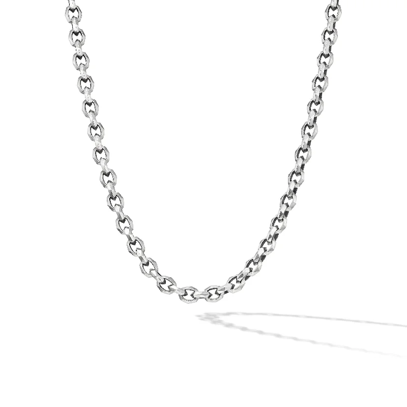 Personalized necklace with charm for women-Torqued Faceted Chain Link Necklace in Sterling Silver\, 7mm