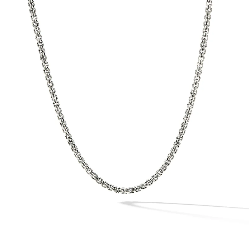 Vintage-inspired necklace for women-Box Chain Necklace in Sterling Silver with 14K Yellow Gold Accent\, 3.6mm