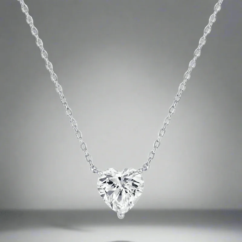 Infinity necklace for women-SS 8MM CZ Heart Necklace