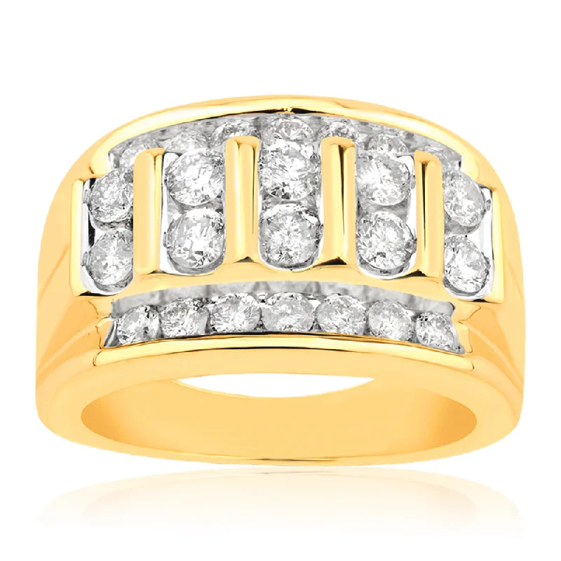 Wedding engagement ring set for women-9ct Yellow Gold 2 Carat Diamond Gents Ring