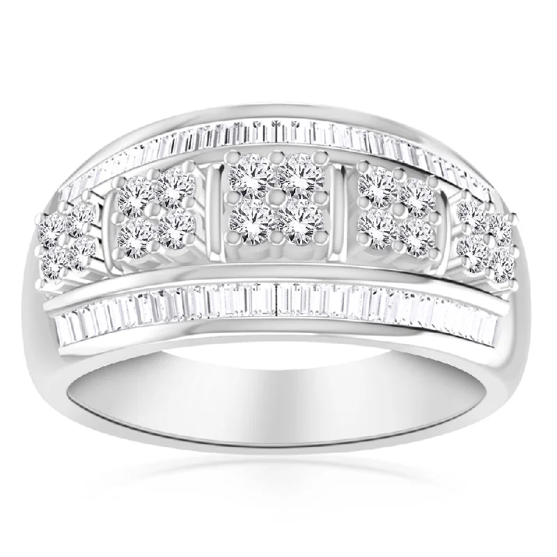 Engagement ring with princess diamond for women-10ct White Gold 1 Carat Diamond Dress Ring