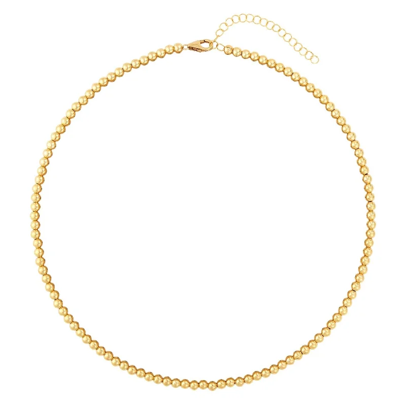 Beaded necklace for women-14K Yellow Gold Filled 3mm 14"+2" Beaded Necklace