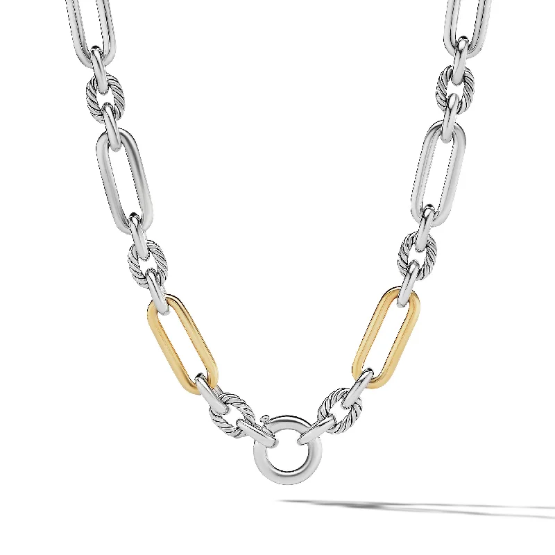 Diamond chain necklace for women-Lexington Chain Necklace in Sterling Silver with 18K Yellow Gold\, 9.8mm