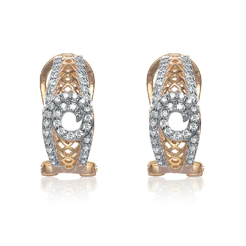 Diamond earrings for women-Sterling Silver Gold Plated Cubic Zirconia Peep-hole Earrings