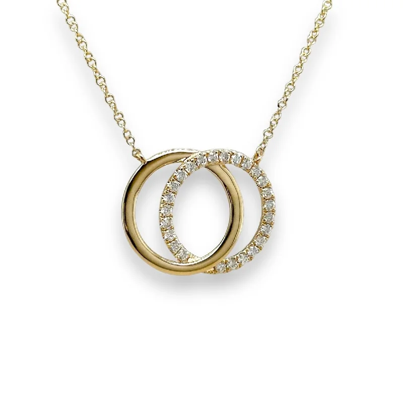 Custom name necklace for women-14K Y Gold 0.31ctw H/VS2 Double Circle Diamond Necklace