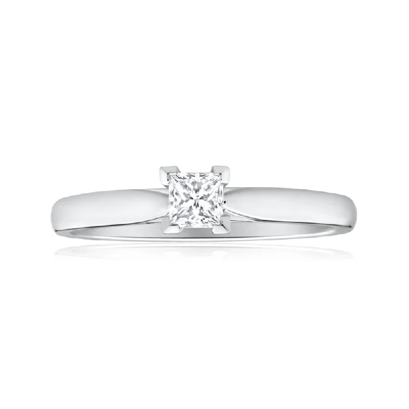 Emerald engagement ring for women-18ct White Gold Solitaire Ring With 0.2 Carat Diamond