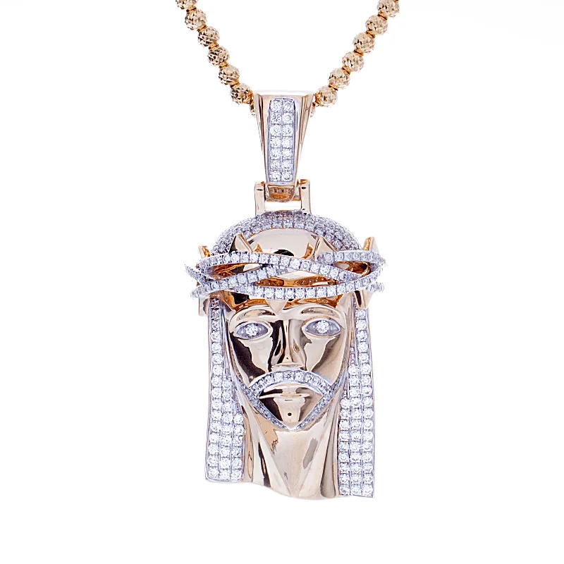 Diamond and sapphire necklace for women-Mens Diamond Jesus Pendant