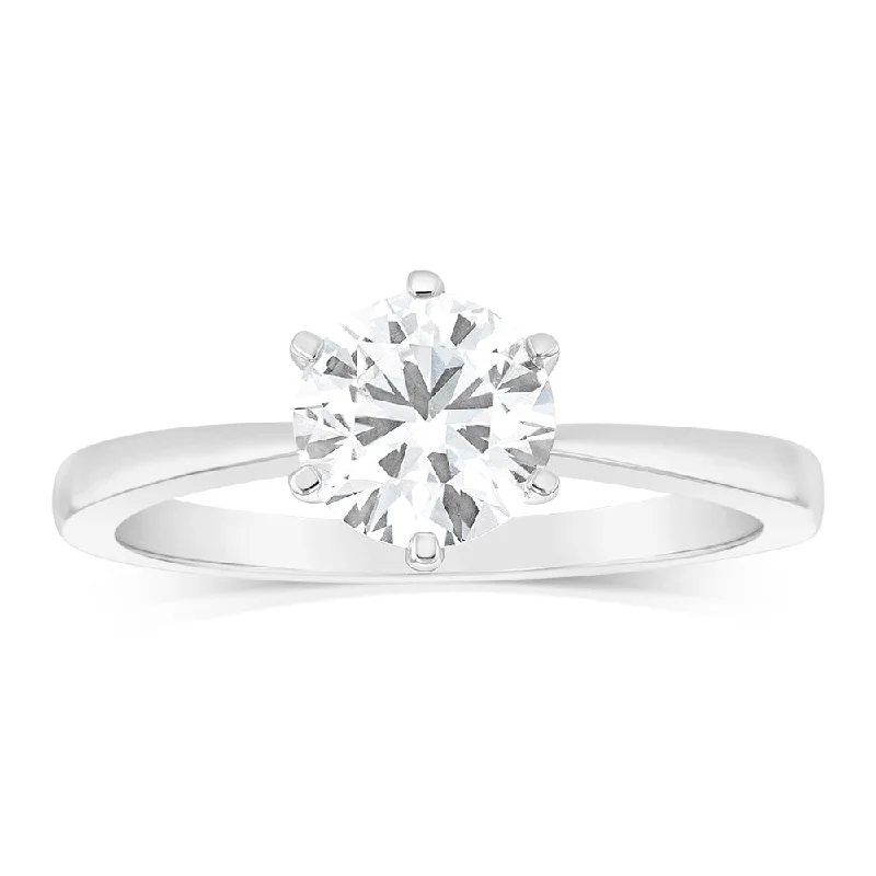 Round cut engagement ring for women-Luminesce Lab Grown 1 Carat Brilliant Cut Diamond Solitaire Ring in Sterling Silver