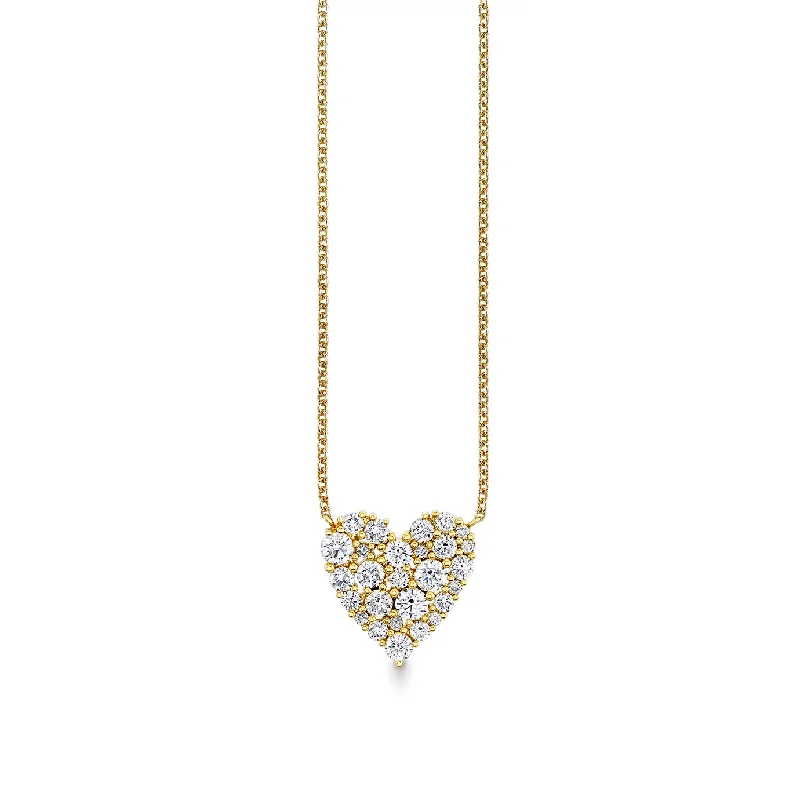 Choker chain necklace for women-Gold & Diamond Cocktail Heart Necklace