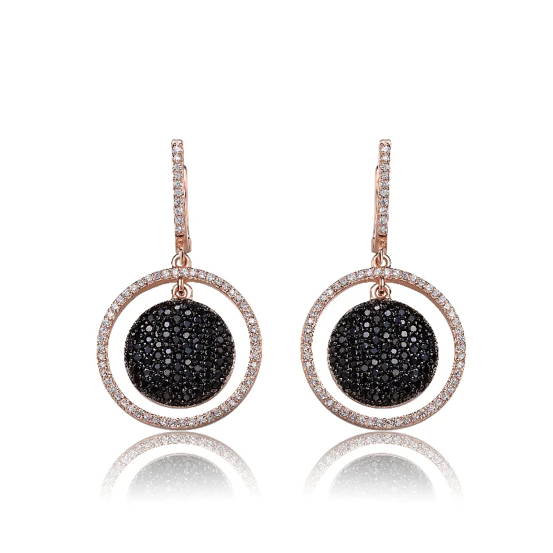 Silver stud earrings for women-Elise Black And Rose Plated Earrings