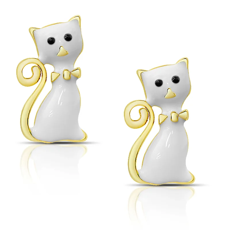 Sapphire earrings for women-Cat Stud Earrings