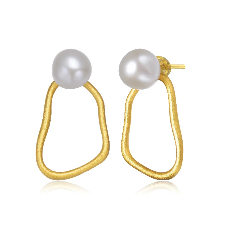 Matching earrings for women-Delphine Golden Light Pearl Earrings