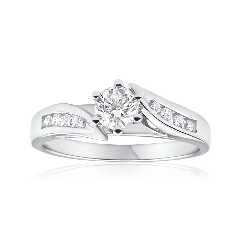 Custom platinum engagement ring for women-18ct White Gold Ring With 0.5 Carats Of Brilliant Cut Diamonds