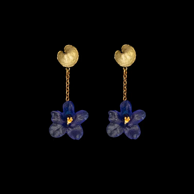 Sapphire earrings for women-Wild Violet Drop Post Earrings