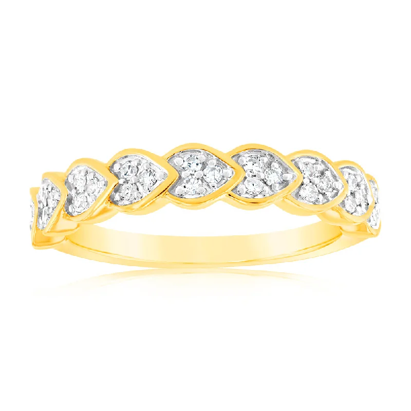 Heart-shaped engagement ring for women-9ct Yellow Gold Luminesce Lab Grown Ring with 28 Brilliant Diamonds