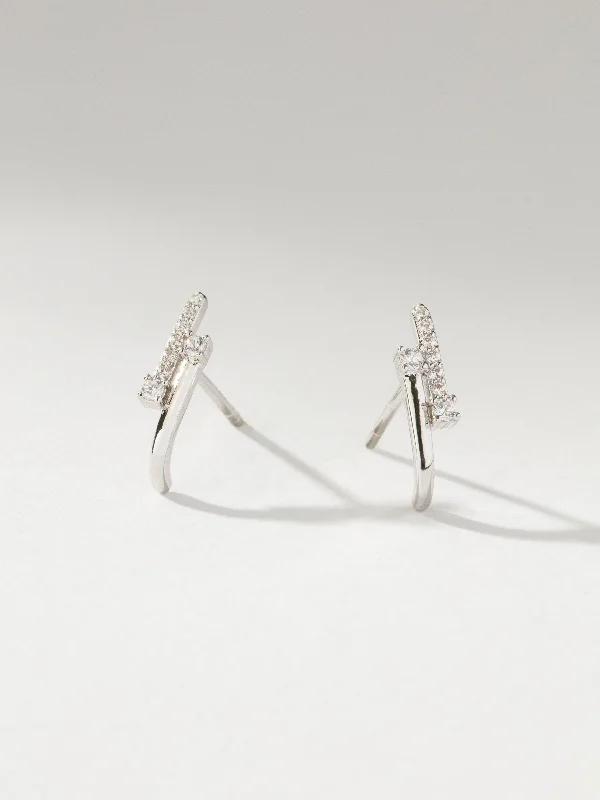 Hoop earrings with diamonds for women-Unexpected Bar Stud Earrings