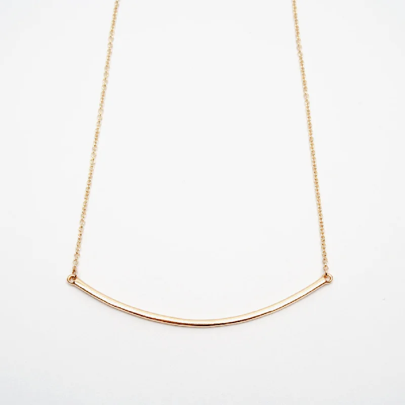 Simple necklace for women-Curved Bar Necklace