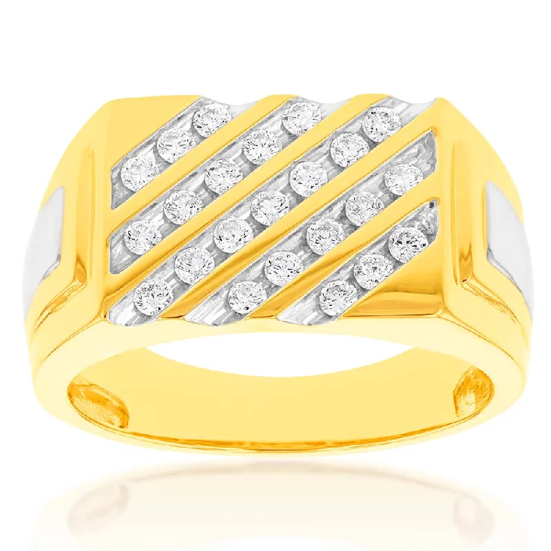 Platinum engagement ring for women-Luminesce Lab Grown 1/2 Carat Diamond Gents Ring in 9ct Yellow Gold