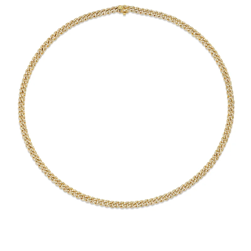 Zodiac necklace for women-Gold & Diamond Thin Link Necklace