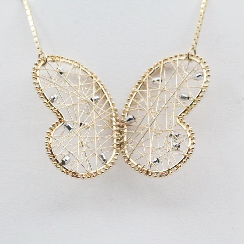 Crystal necklace for women-Yellow Gold Butterfly Necklace