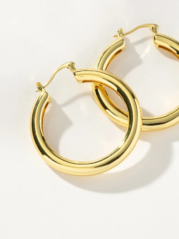 Black diamond earrings for women-Staple Hoop