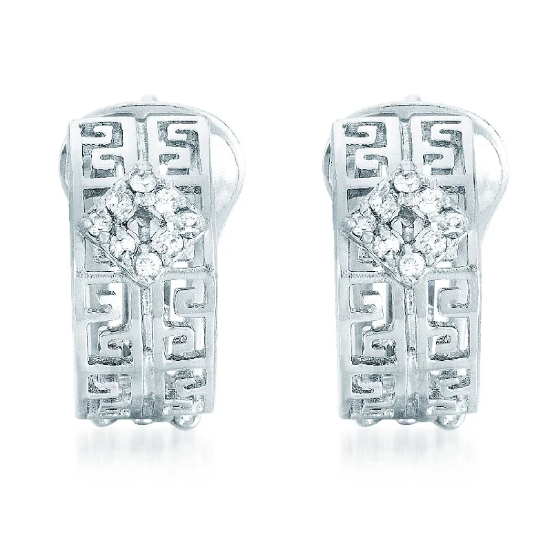 Chunky earrings for women-Sterling Silver Cubic Zirconia Maze Earrings