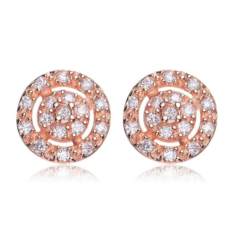 Sterling silver stud earrings for women-Caroline Rose Plated Round Earrings