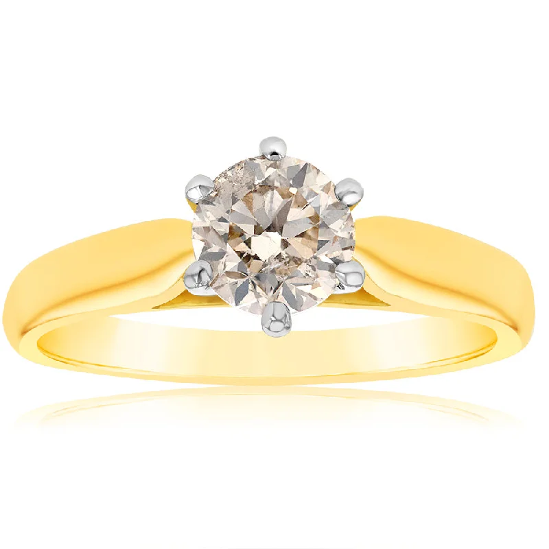 Engagement ring with three stones for women-18ct Yellow Gold 1 Carat Australian Diamond Solitaire