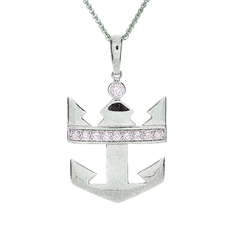 Zodiac necklace for women-Diamond Anchor Pendant