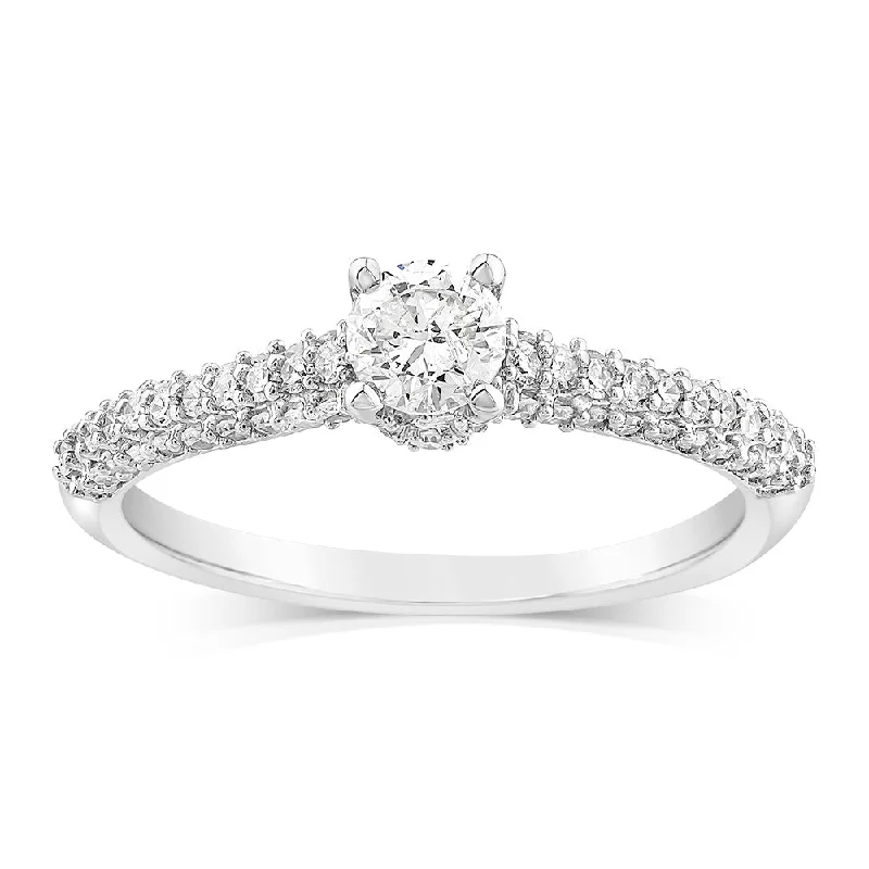 Wedding and engagement ring set for women-9ct White Gold Fancy Brilliant Cut Ring in 0.60 Carat Natural Diamonds