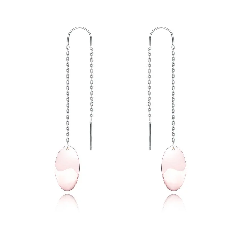 Custom earrings for women-Sterling silver Rose Gold Plated Cubic Zirconia Drop Earrings