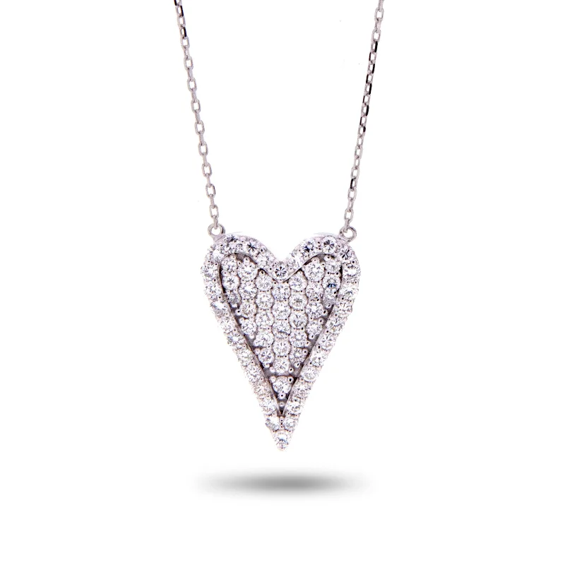 Choker chain necklace for women-Pave Diamond Heart Necklace